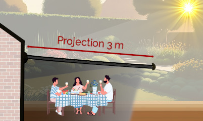 avancée store banne 2m projection store banne 2m