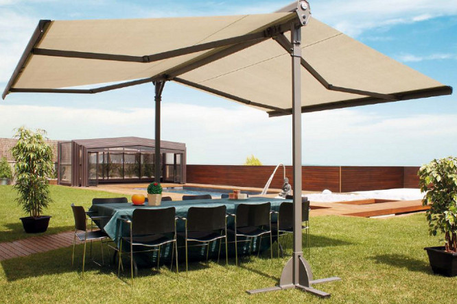 Store double pente pour Jardin - Protection Solaire Efficace Store double pente dans le jardin - Solution de protection solaire